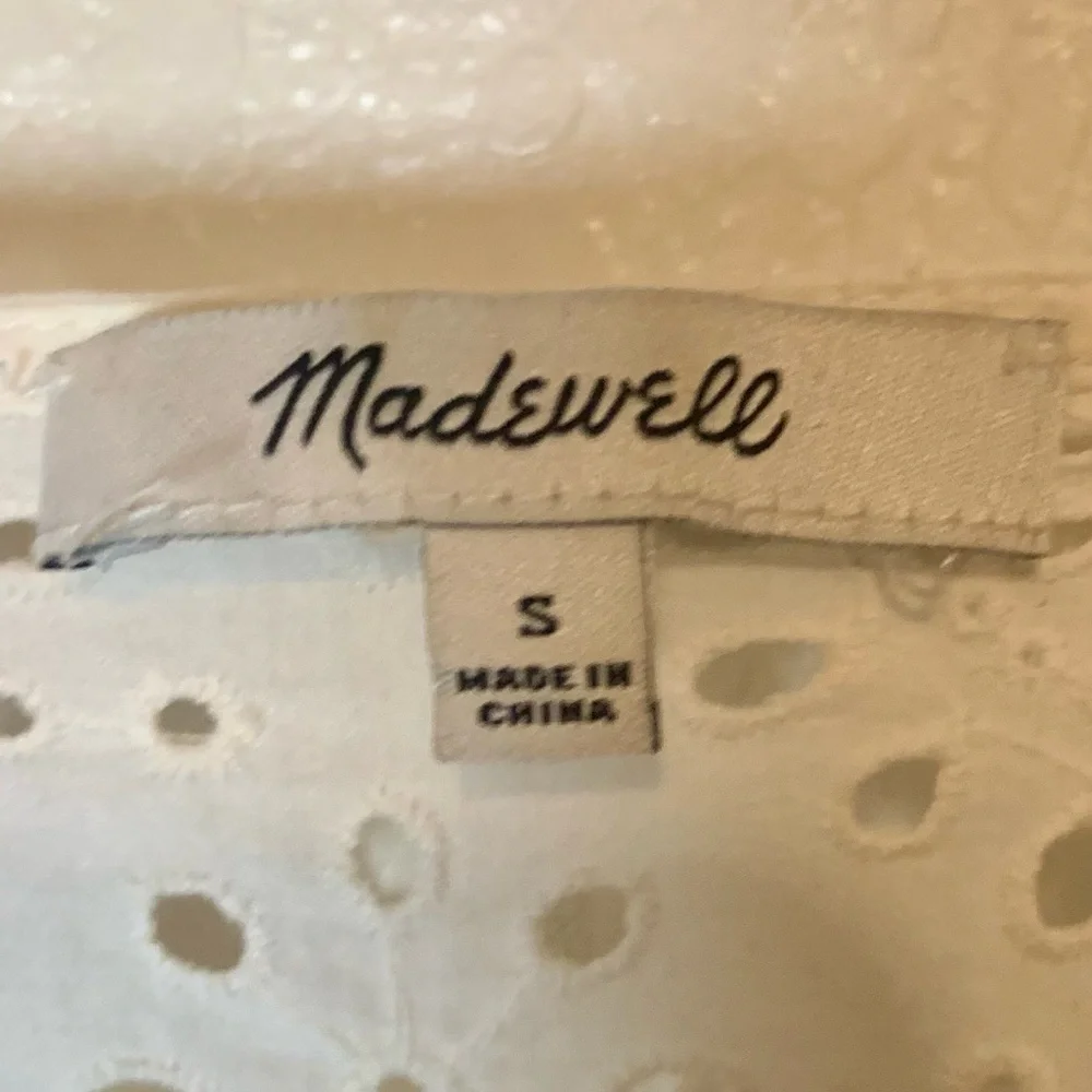 Madewell Eyelet Peplum Top 1/2 Button Up Ruffle White Size Small - Picture 13 of 16